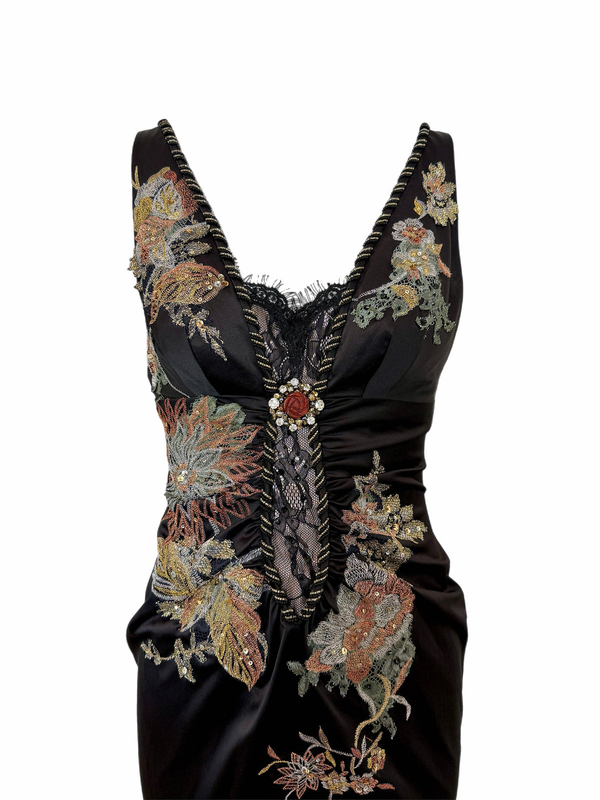 Julian Joyce by Mandalay Vintage Y2K Black Lace Embellished Cocktail Dress