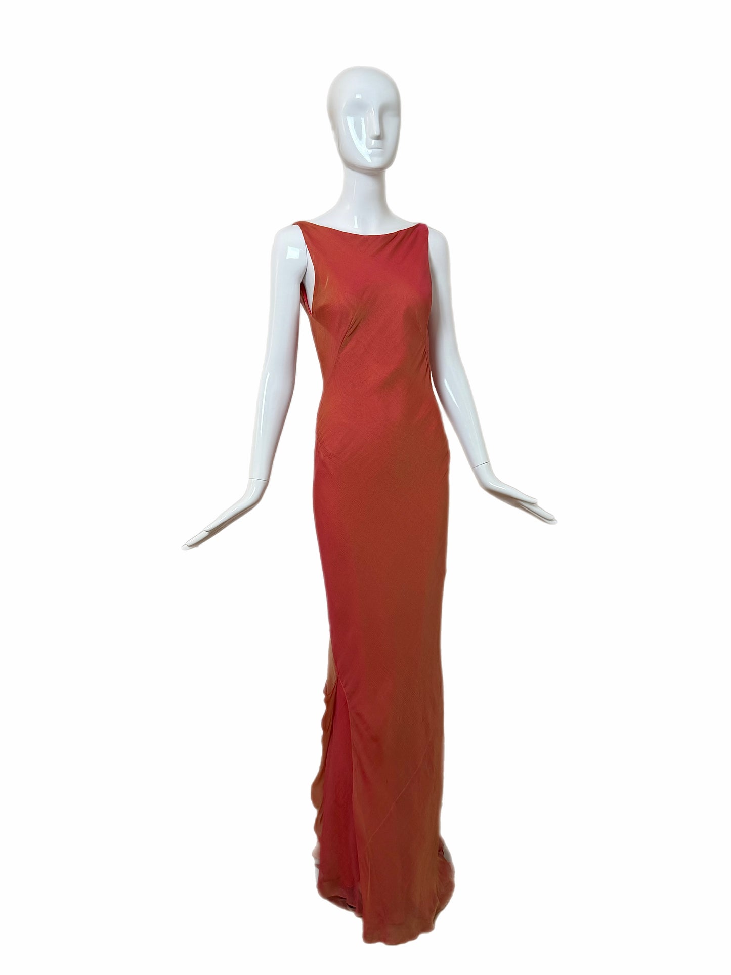 DANES 90'S Vintage Orange Ombre Evening Gown w. Shawl