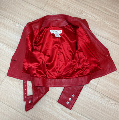 DIOR by JOHN GALLIANO 2003 Vintage Hardcore Red Leather Bondage Blazer Jacket