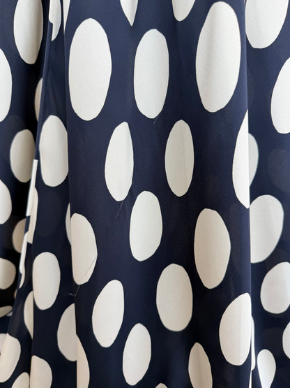 DONNA KARAN 2003 Vintage Runway Silk Midnight Blue +Ivory Polka Dot Gown