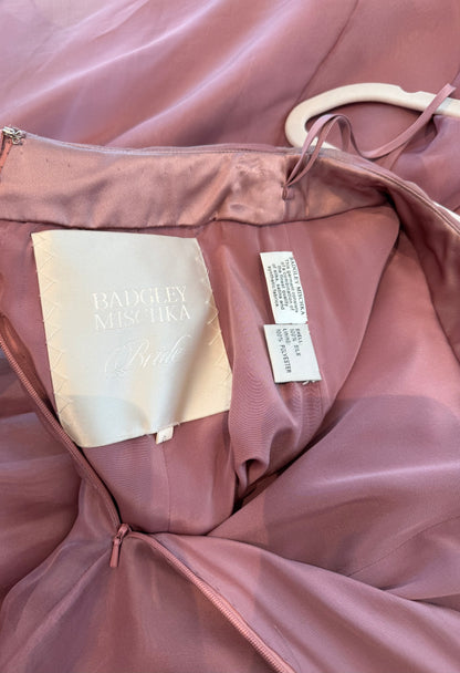 BADGLEY MISCHKA Silk Mauve Ethereal Maxi Train Skirt Sample Piece