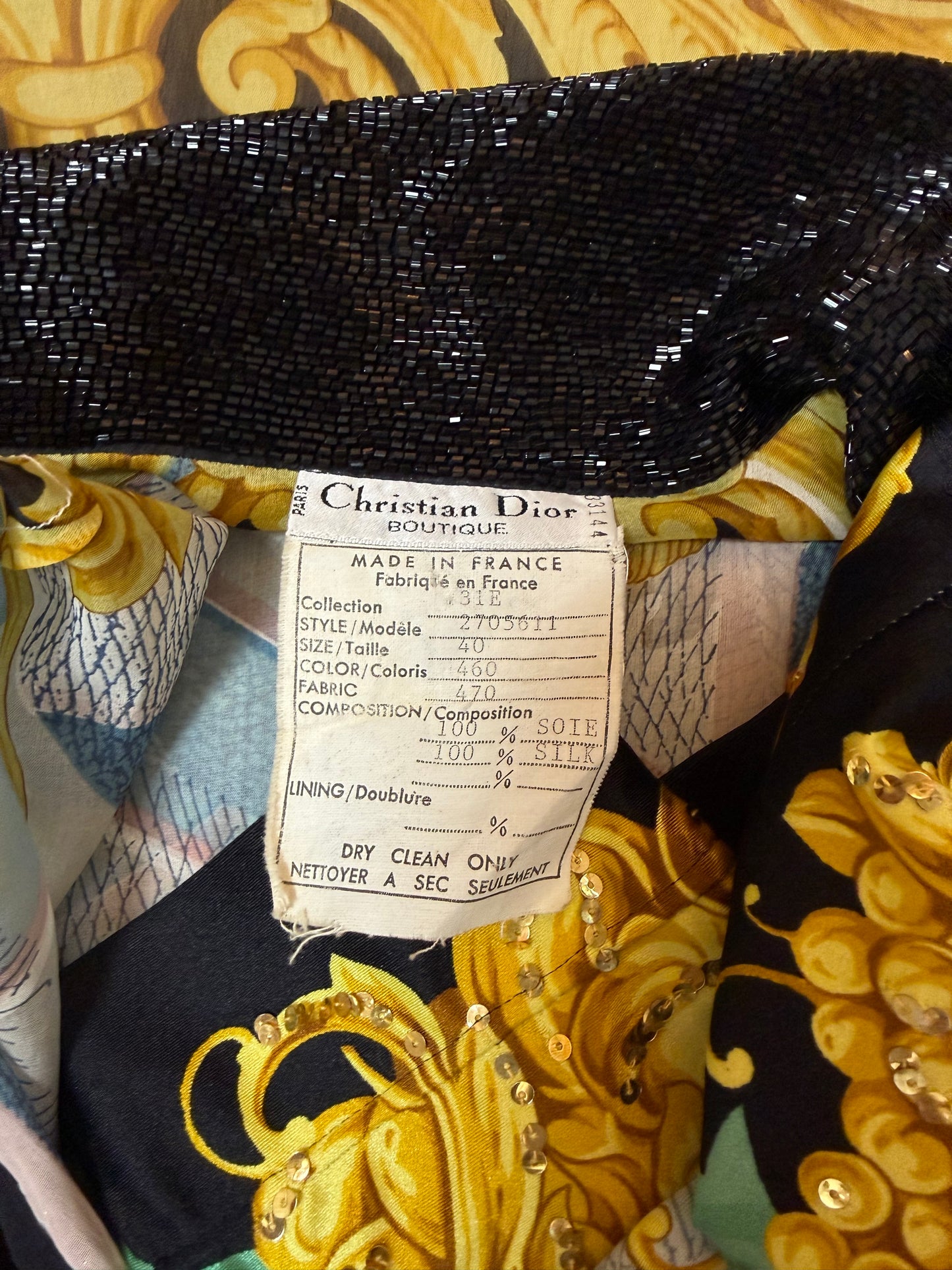 DIOR by GIANFRANCO FERRE 1993 Vintage Silk Beaded Sequin 2 Piece Ensemble