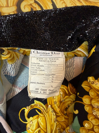 DIOR by GIANFRANCO FERRE 1993 Vintage Silk Beaded Sequin 2 Piece Ensemble