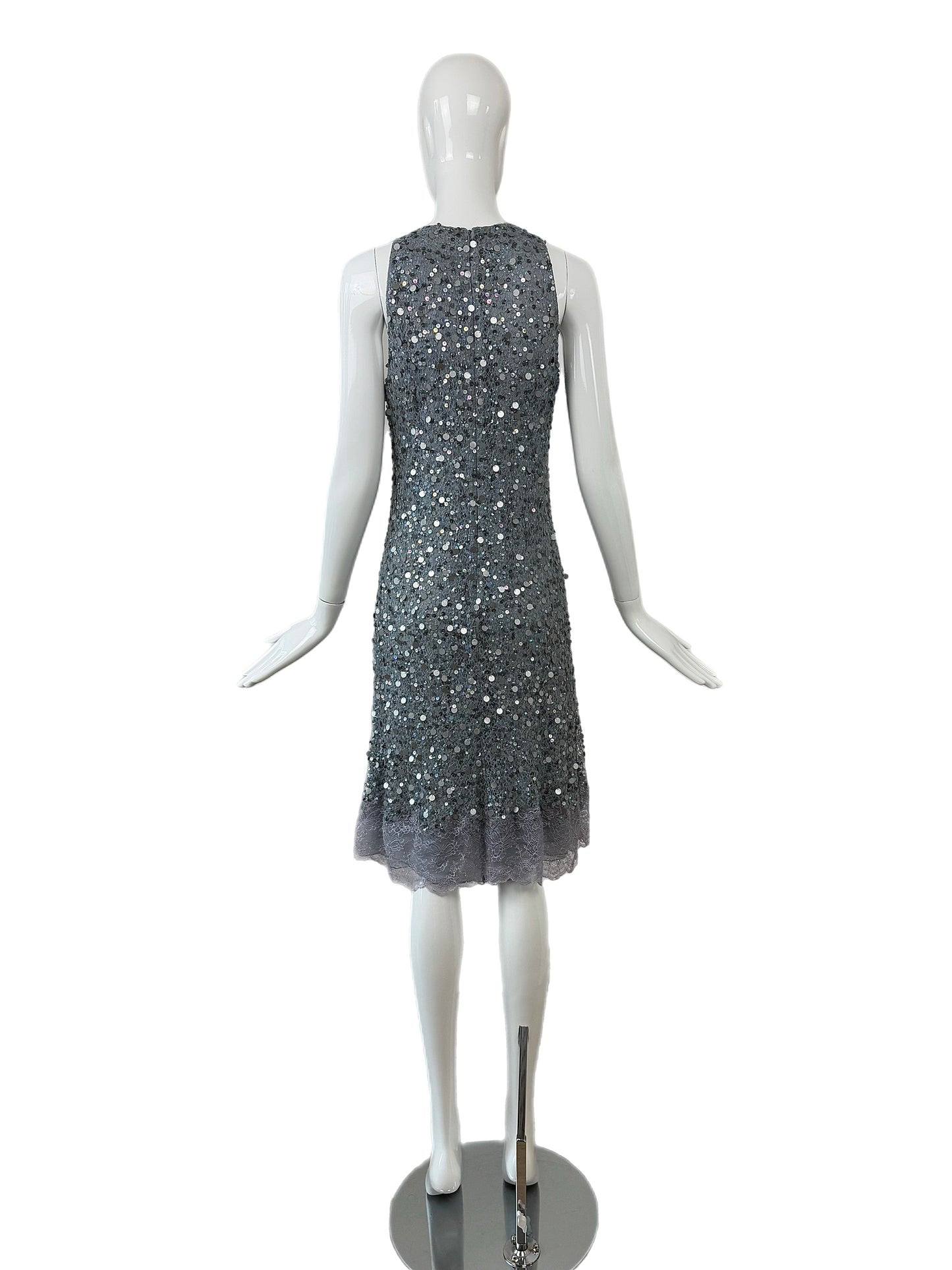 VALENTINO 00's Vintage Dusty Powder Blue Embellished Dress