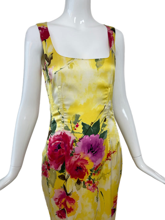 Dolce and Gabbana vintage 90s silk floral corset maxi dress