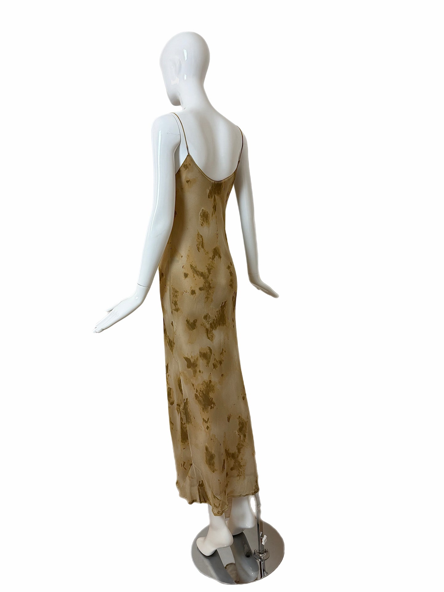DONNA KARAN 90's Vintage Silk Marbled Print Slip Gown IT42