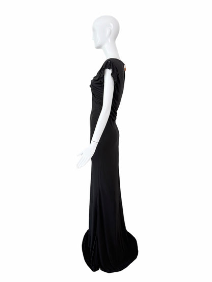 JOHN GALLIANO 2009 Vintage Black Ruffled Keyhole Evening Gown