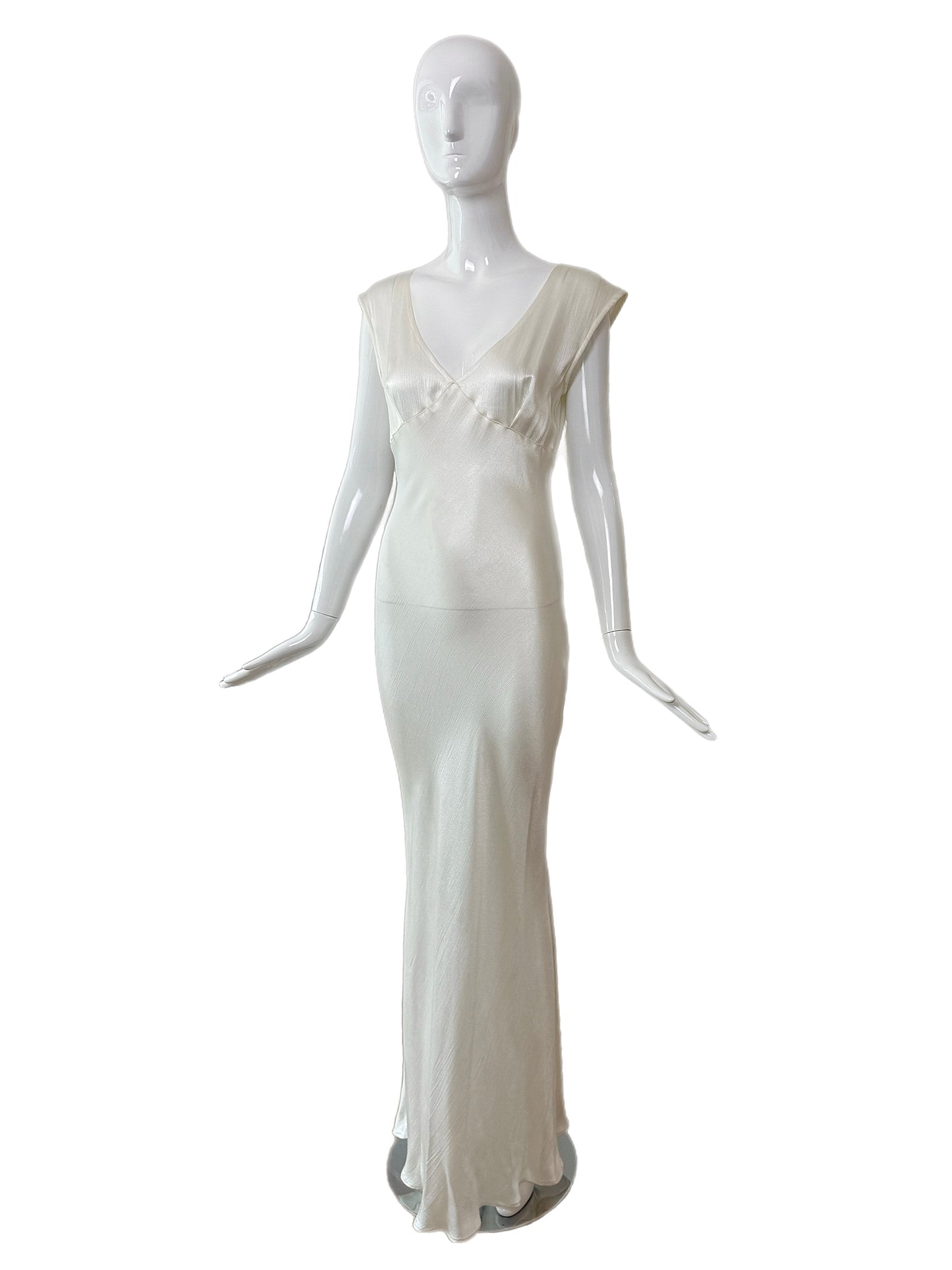 LES HABITUDES 90's Vintage Ivory Crinkle Effect Gown