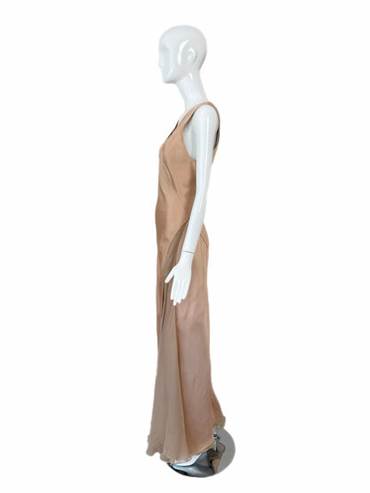 DANES 2000's Vintage True Nude Blush Liquid Silk Chiffon Evening Gown