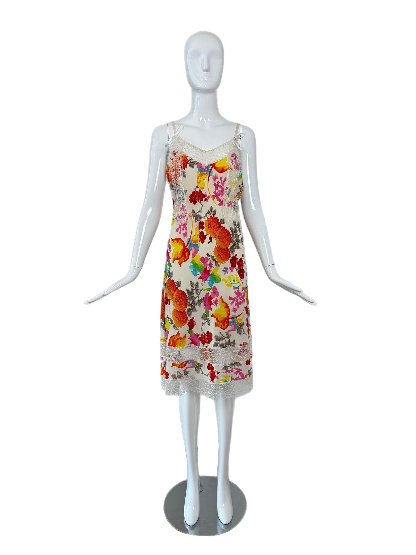 DIOR by JOHN GALLIANO 2006 Vintage Silk Lace Floral Midi Dress