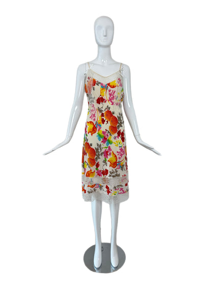 DIOR by JOHN GALLIANO 2006 Vintage Silk Lace Floral Midi Dress