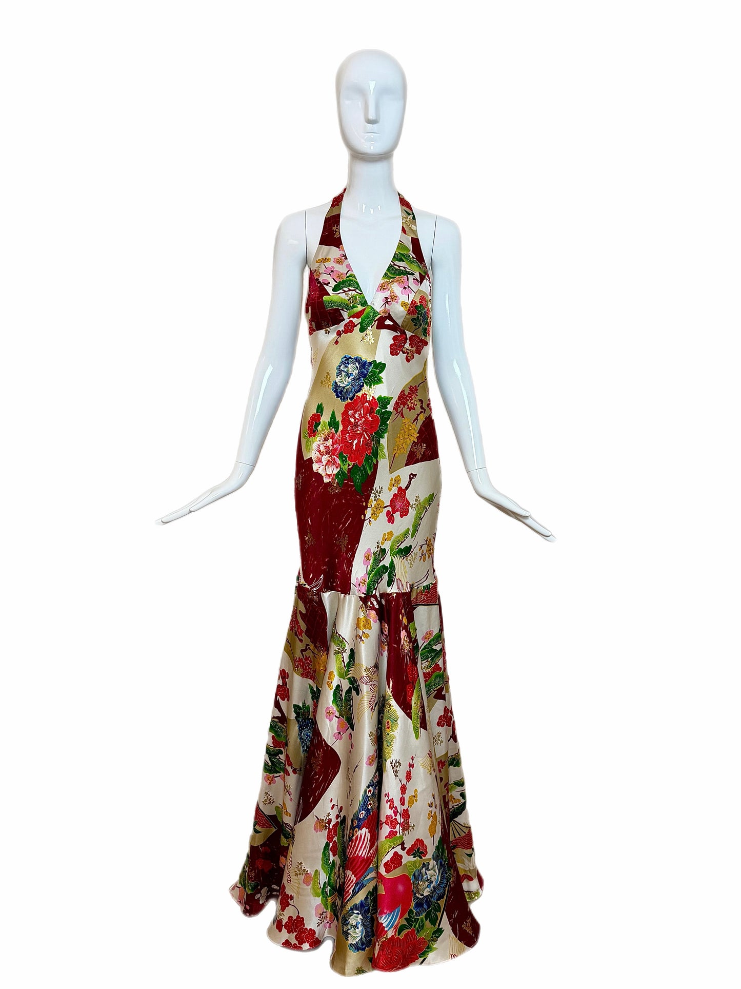SUE WONG 2005 Vintage Runway Silk Beaded Gown w. Shawl