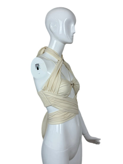 CHANEL 2021 Silk Star Embellished Crop Top