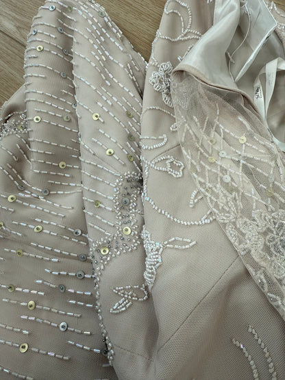 BOB MACKIE Vintage Taupe Beaded Bridal Gown