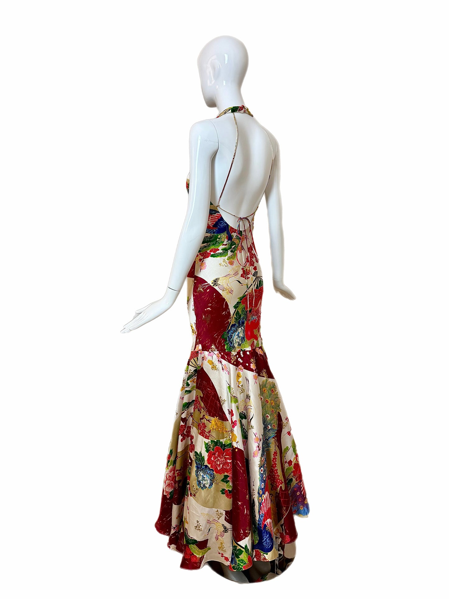 SUE WONG 2005 Vintage Runway Silk Beaded Gown w. Shawl