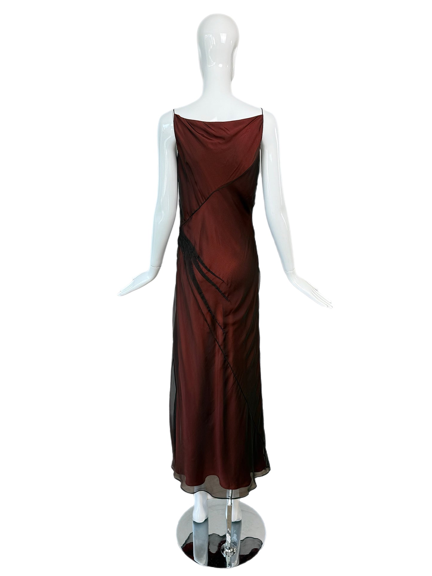 RICHARD TYLER COUTURE 90's Vintage Silk Black + Orange Gown