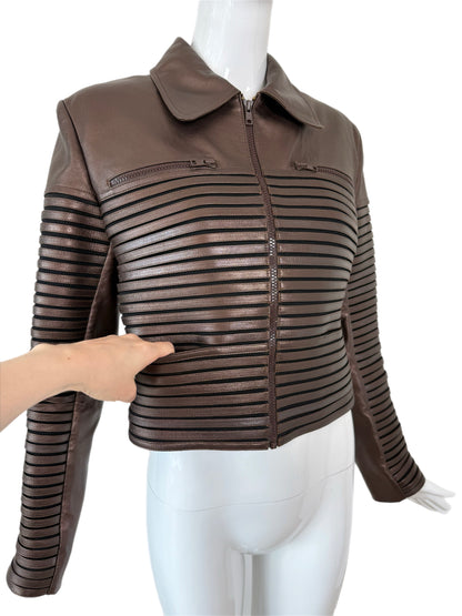 JITROIS Vintage Bronze Brown Leather Massai Jacket