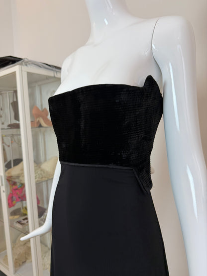 HERVE LEGER 90's Vintage Strapless Chenille Top Cocktail Dress
