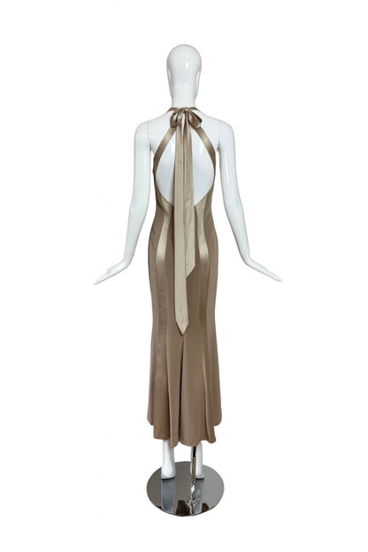 BOB MACKIE 1997 Vintage Runway Beige Evening Gown