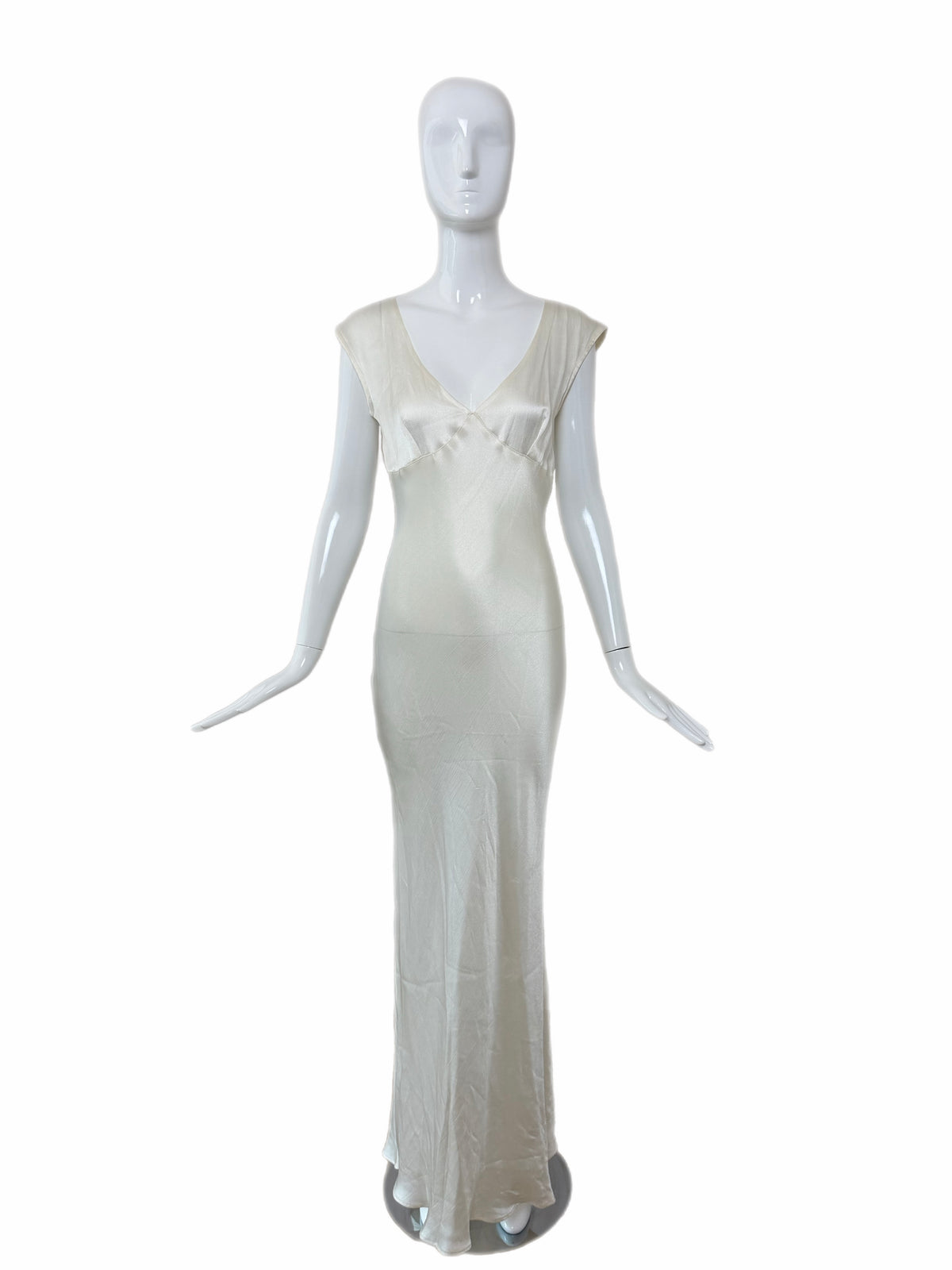 LES HABITUDES 90's Vintage Ivory White Crinkle Slip Gown