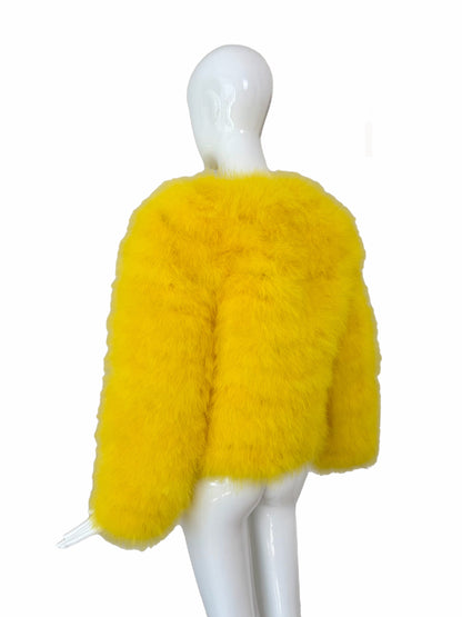 GUCCI by TOM FORD (USA ONLY) 2004 Vintage Runway Yellow Marabou Feather Jacket