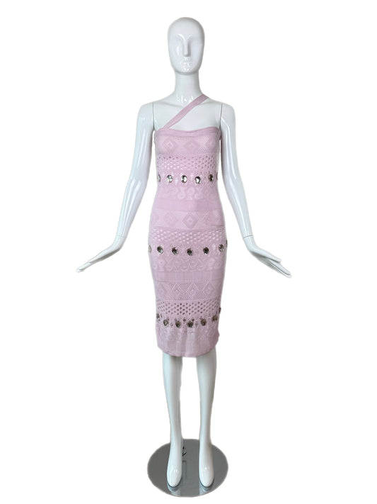 HERVE LEGER 90's Vintage Pink + Crystal Midi Dress