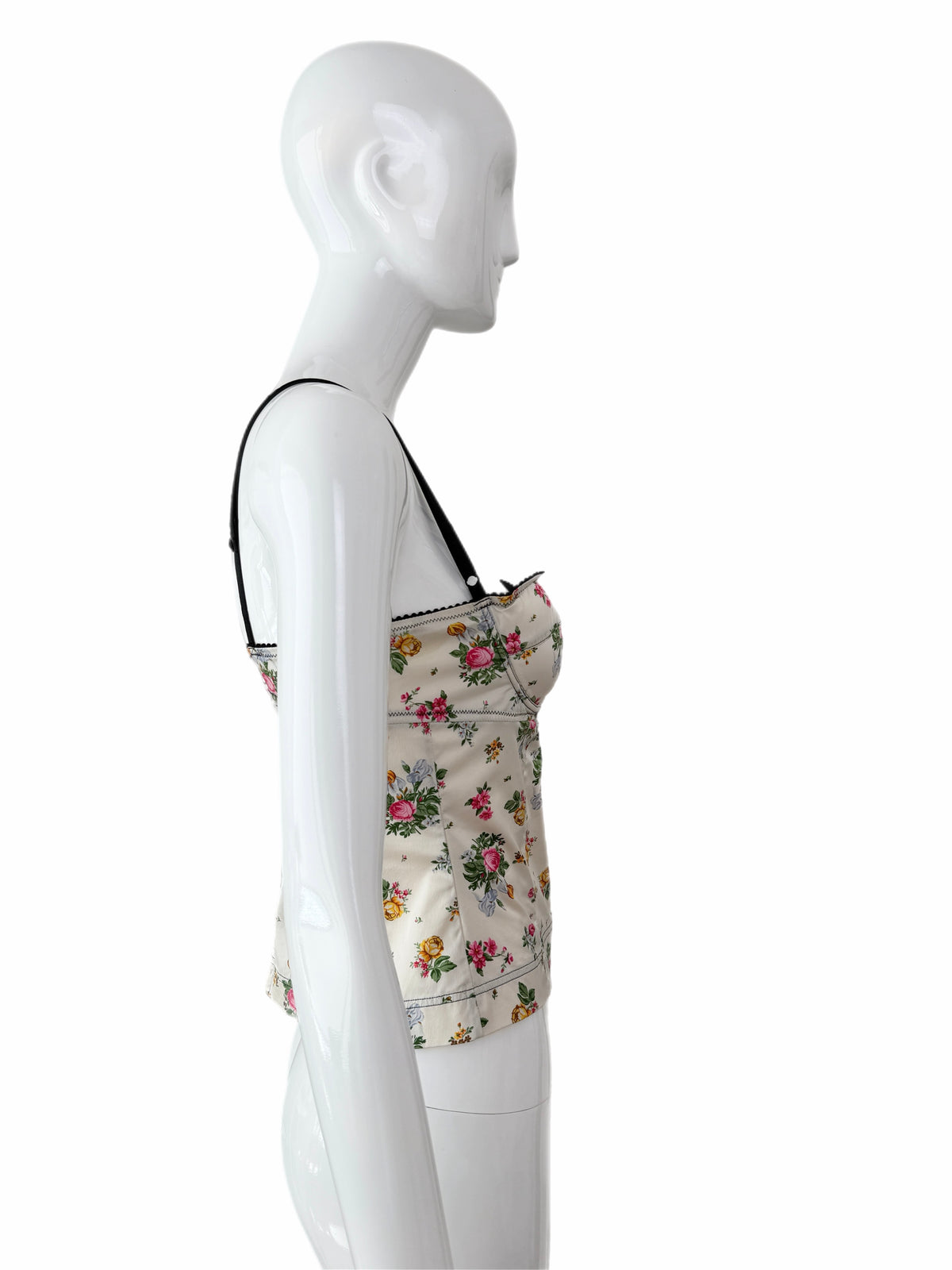 Dolce & Gabbana 90's Vintage Ivory Silk Floral Bustier Top