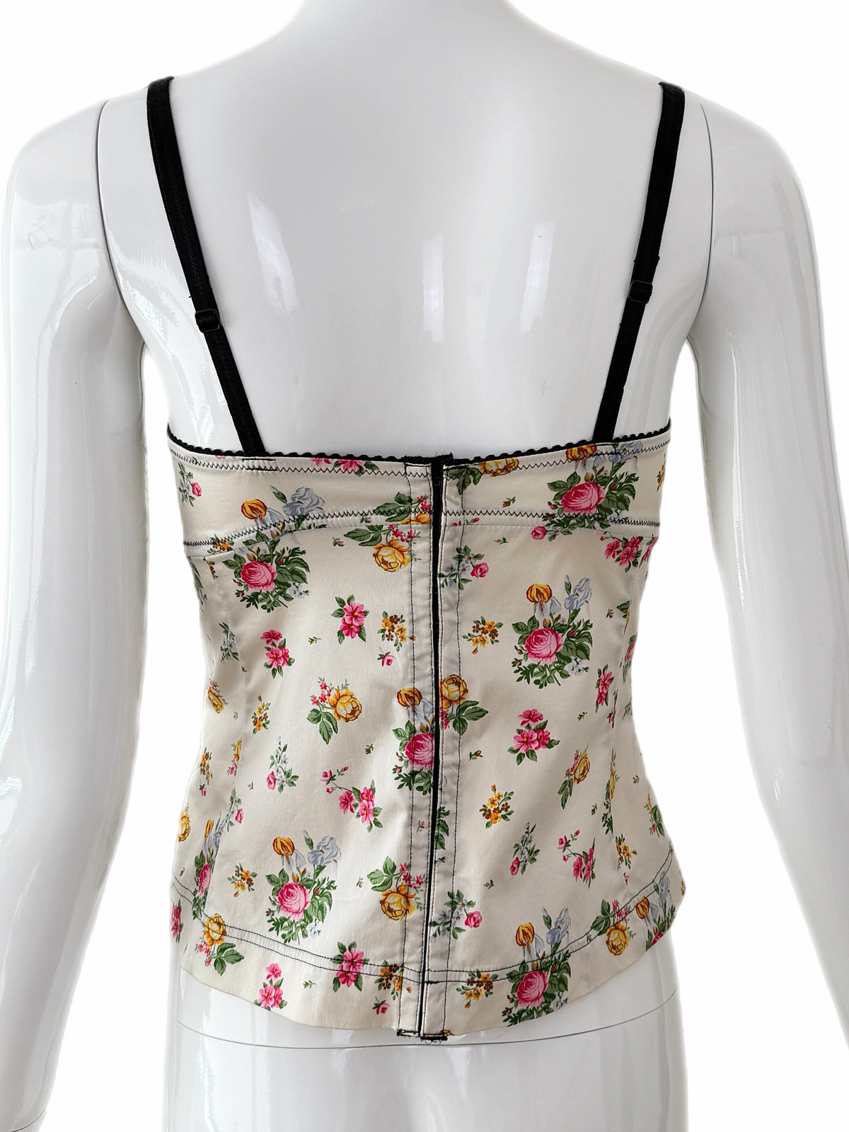 Dolce & Gabbana 90's Vintage Ivory Silk Floral Bustier Top