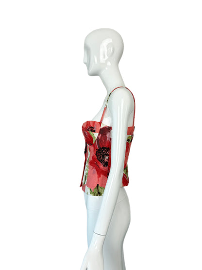 CELINE Vintage Floral Linen Bustier