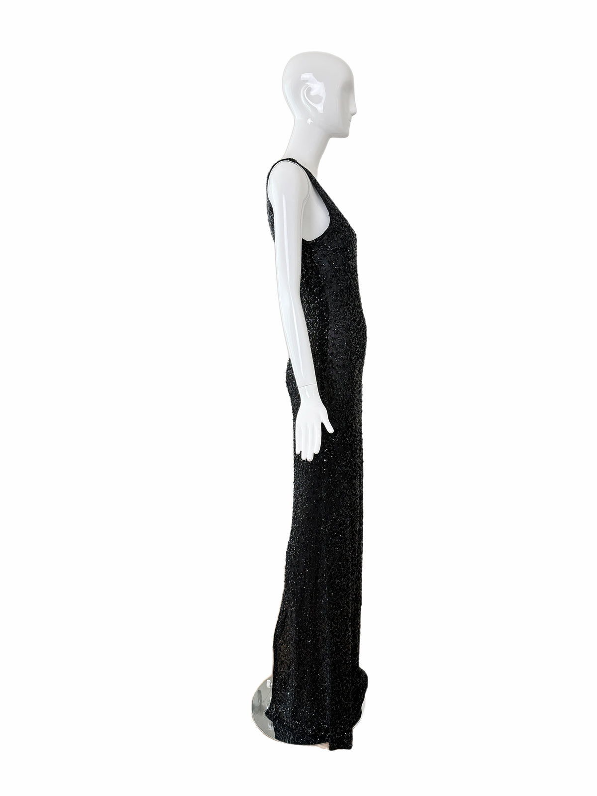 Donna Karan Vintage Black Semi-Sheer Sequined Long Gown