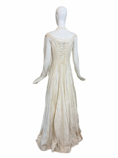 KAAT TILLEY 90's Vintage Ivory Silk Long Sleeve Bridal Gown