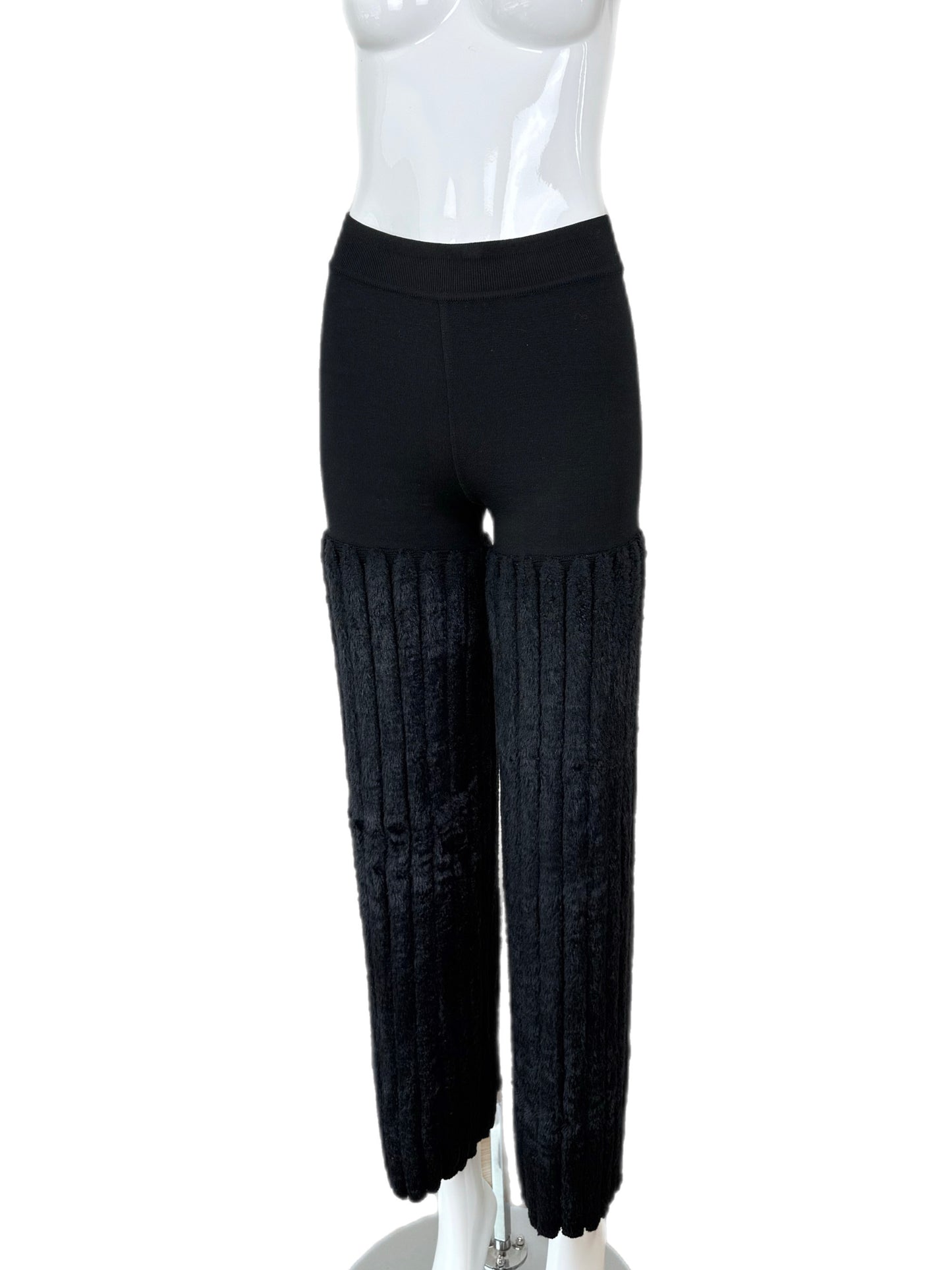 AZZEDINE ALAIA 1994 Vintage Black Chenille Pant Set