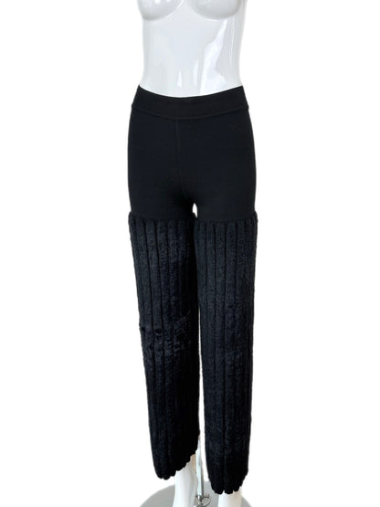 AZZEDINE ALAIA 1994 Vintage Black Chenille Pant Set