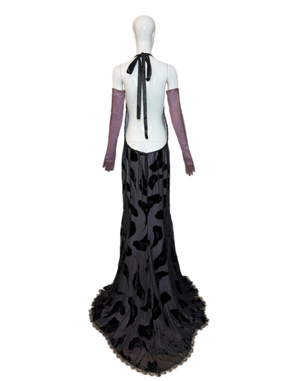 NINA RICCI 2011 Vintage Runway Full Look: Backless Gown + Leather Gloves