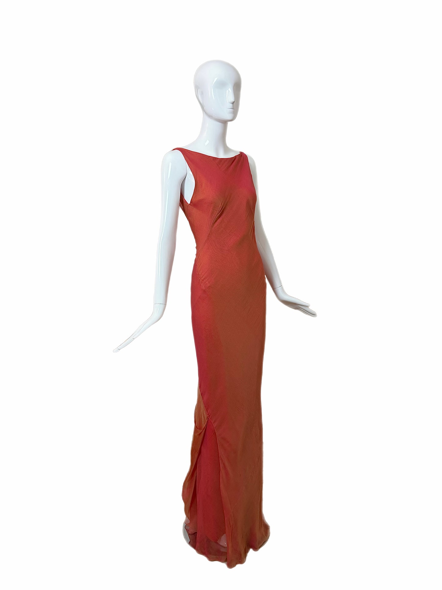 DANES 90'S Vintage Orange Ombre Evening Gown w. Shawl