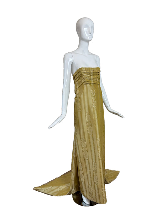PAMELA DENNIS COUTURE 1998 Vintage Silk Evening Gown w. Train