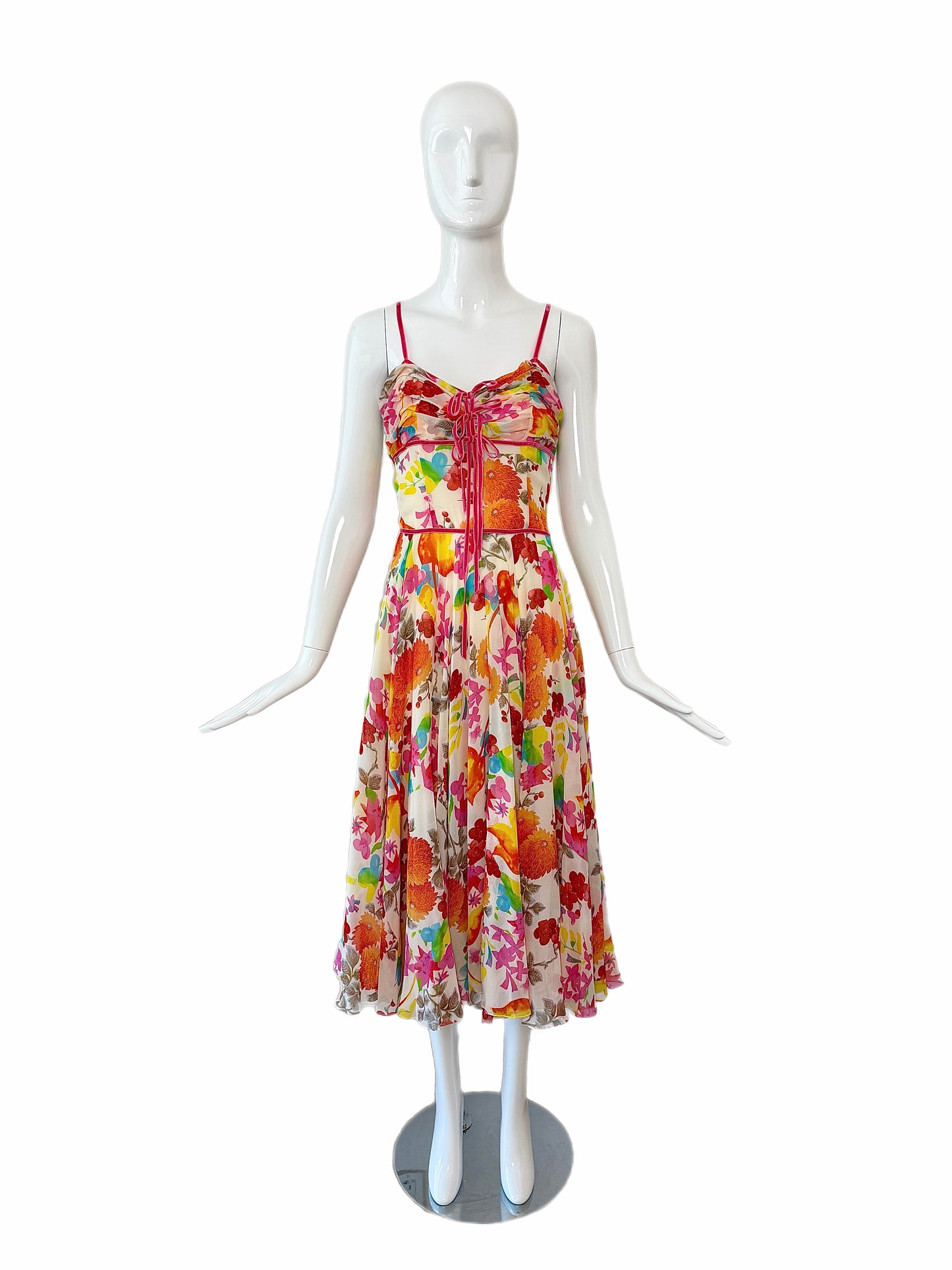 DIOR by JOHN GALLIANO 2006 Vintage Silk Floral Midi Dress