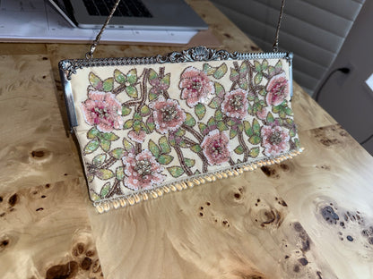 BADGLEY MISCHKA Vintage Heavy Embellished Floral Clutch Bag