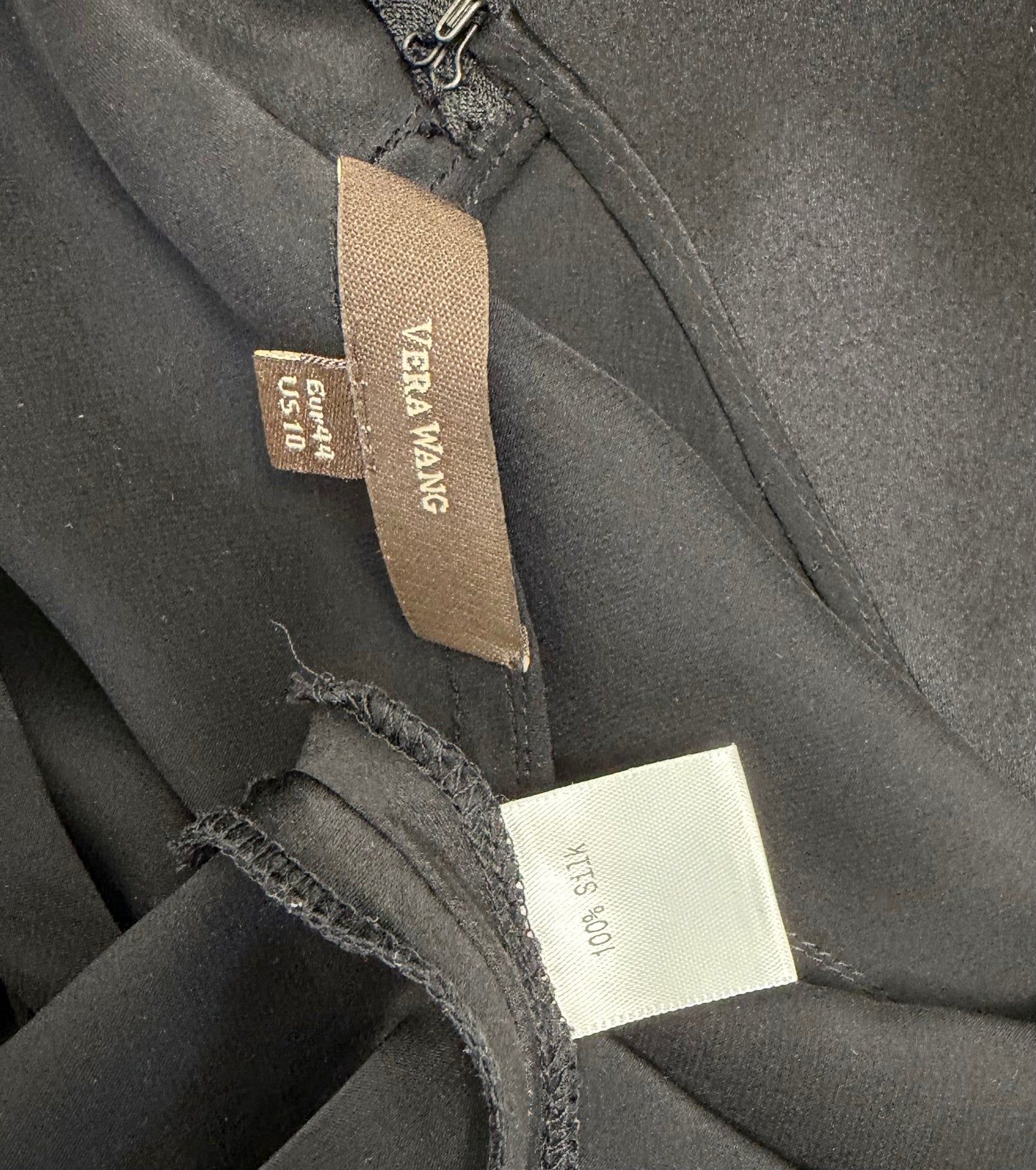 VERA WANG c. 2012 Liquid Silk Ruched Black Backless Evening Gown