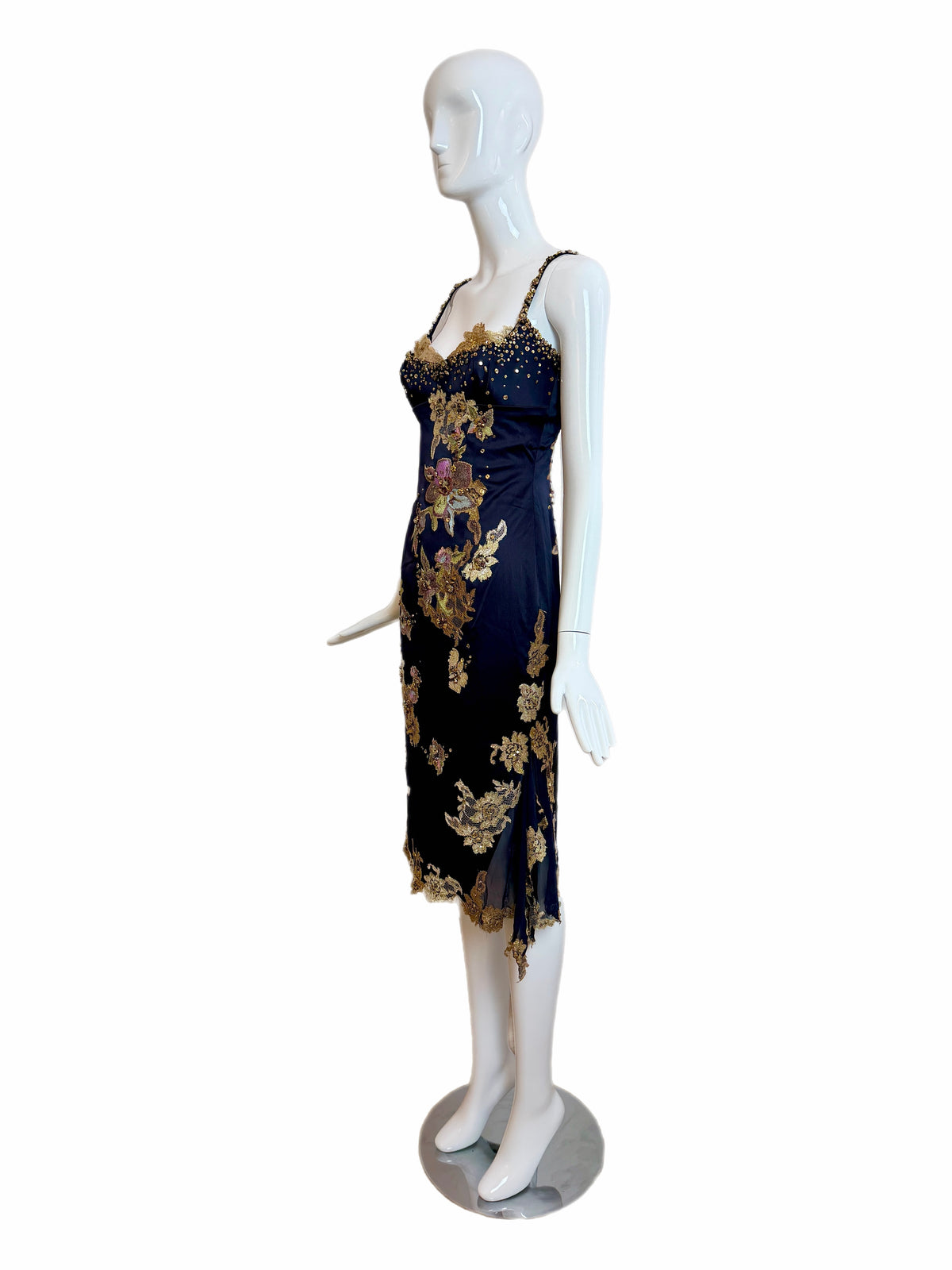 Julian Joyce by Mandalay Vintage Y2K Deep Eggplant Lace Embellished Cocktail Dress
