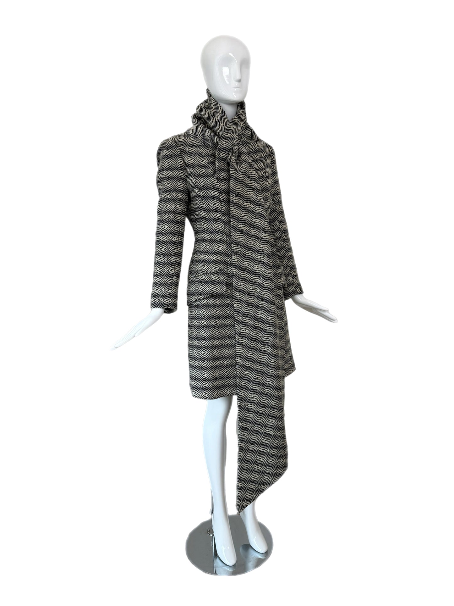 JOHN GALLIANO 1999 Vintage Wool Coat w. Oversized Scarf