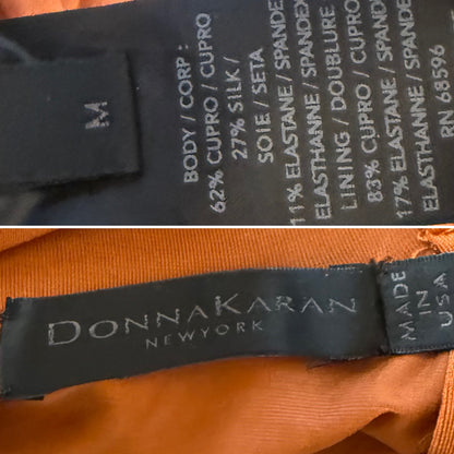 DONNA KARAN 2012 Vintage Runway Pumpkin Ruched Long Dress