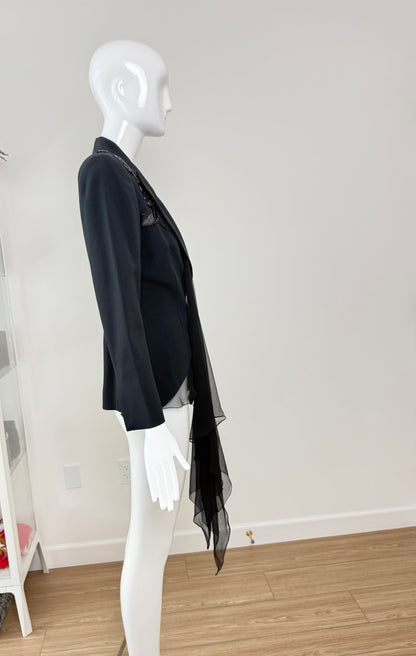 DIOR by GIANFRANCO FERRE 1995 Vintage Embellished Black Power Jacket