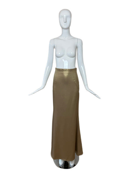 ESCADA Silk Bronzy Gold Paneled Maxi Evening Skirt