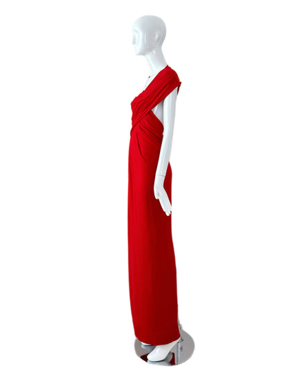 DONNA KARAN 2012 Vintage Tomato Red Evening Gown