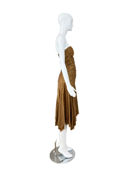 DONNA KARAN 2001 Vintage Runway Gold Leather Dress