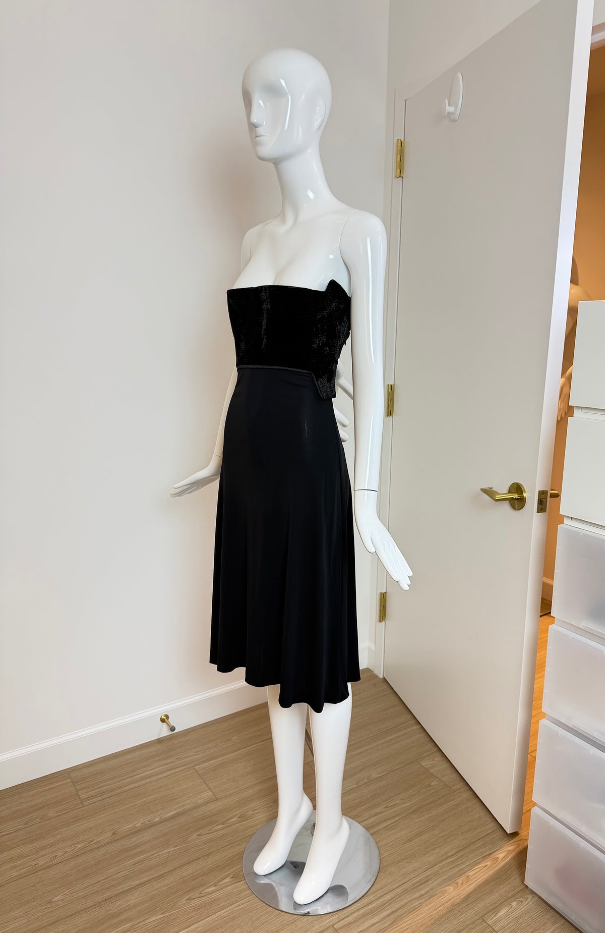 HERVE LEGER 90's Vintage Strapless Chenille Top Cocktail Dress
