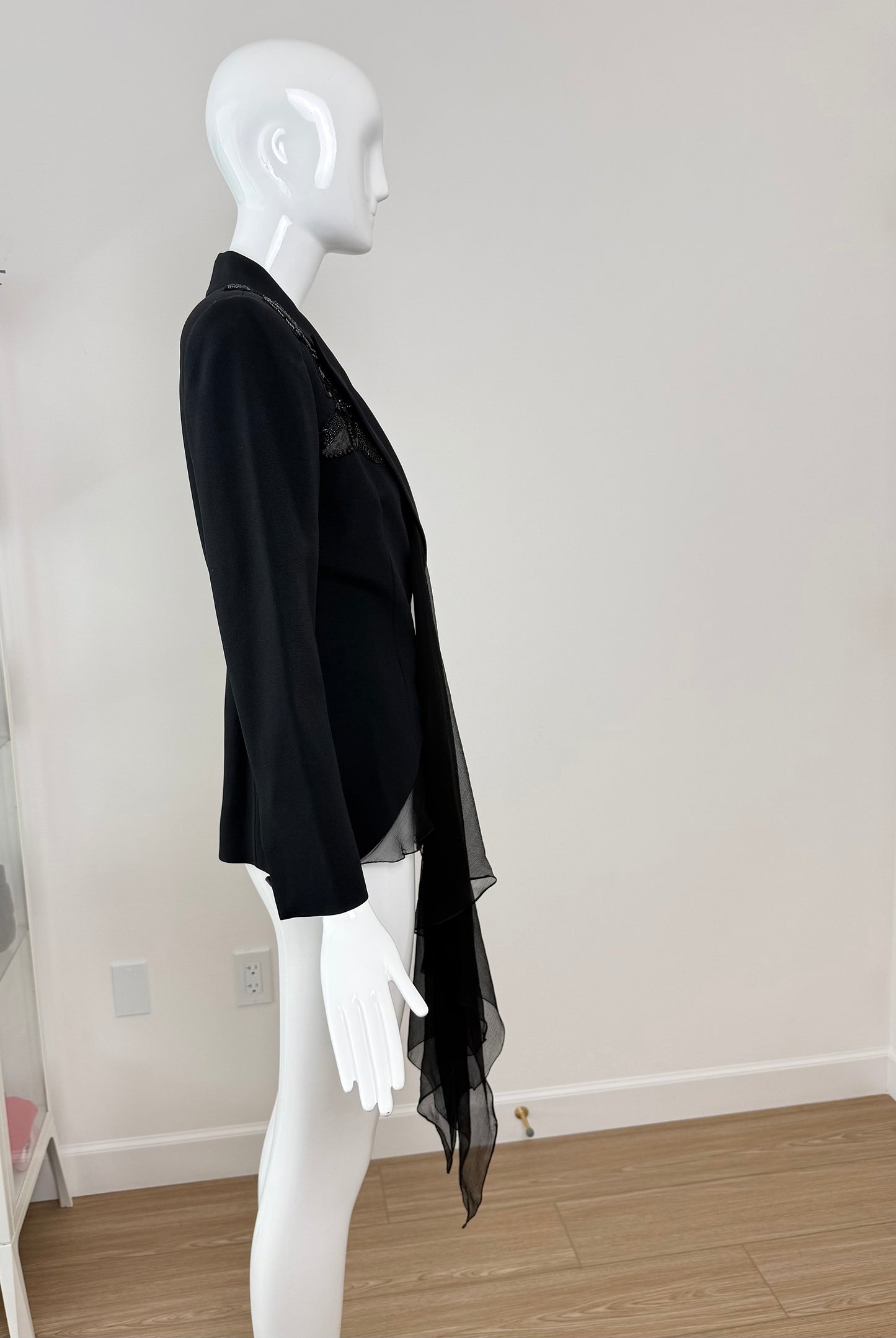 DIOR by GIANFRANCO FERRE 1995 Vintage Embellished Black Power Jacket