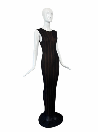 AZZEDINE ALAIA 1996 Vintage Iconic Extra Long Pointelle Knit Mermaid Gown