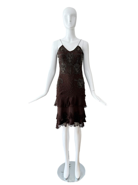 DIOR by JOHN GALLIANO 2005 Vintage Silk Beaded Ruffle Dress